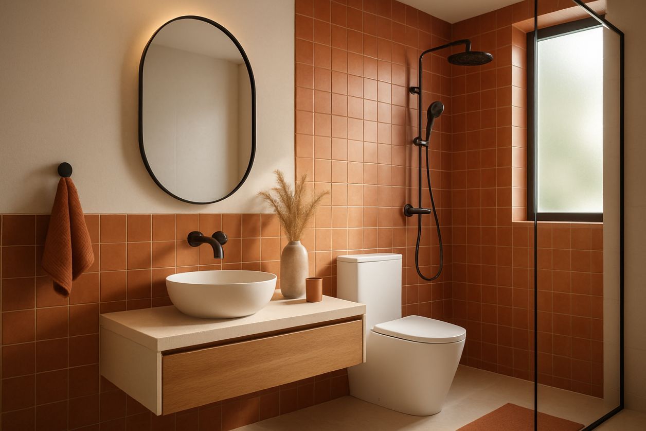 Salle de bain moderne : osez le terracotta