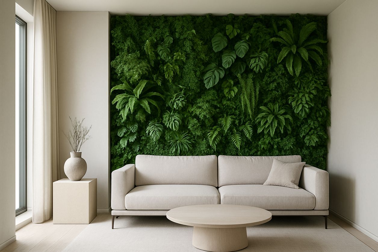 Mur végétal minimaliste pour salon chic