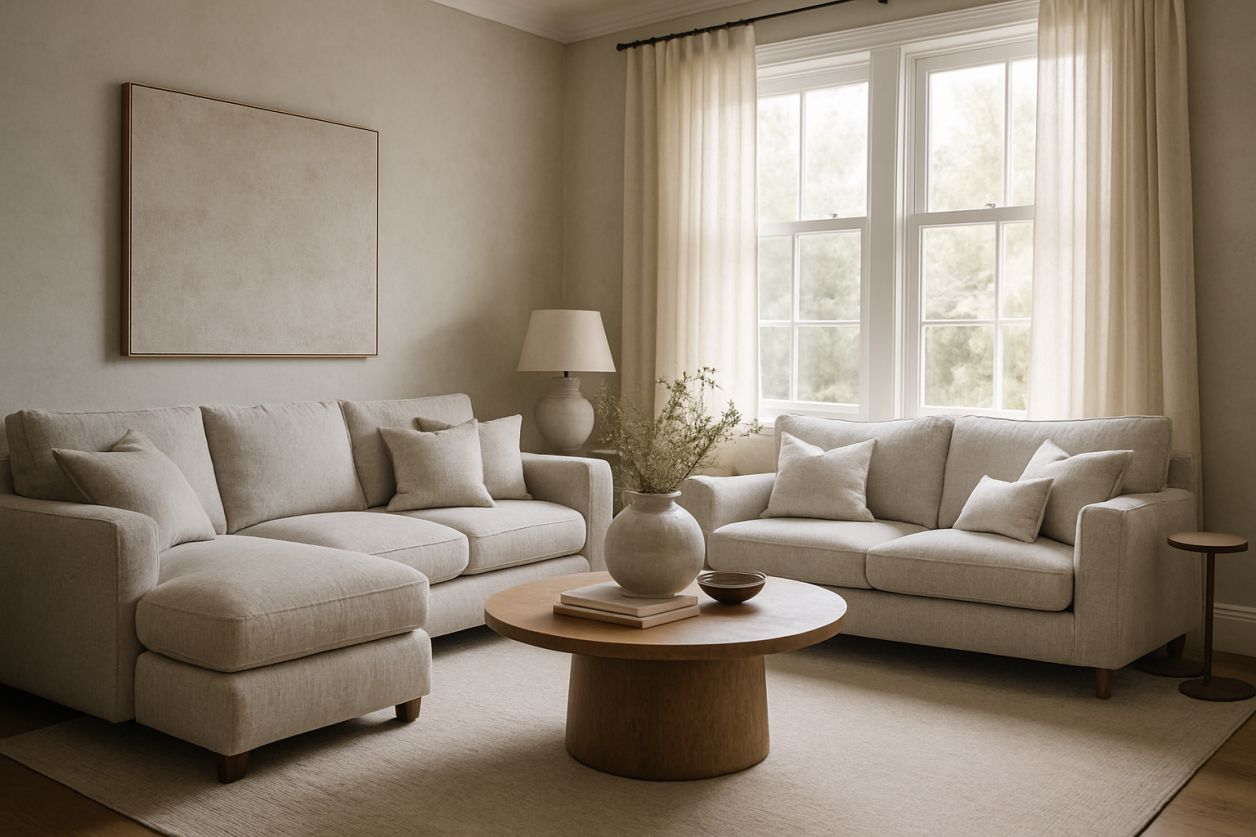 Salon gris et blanc : ambiance cocooning
